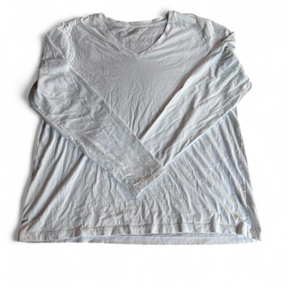Lands' End white long sleeve V-neck shirt